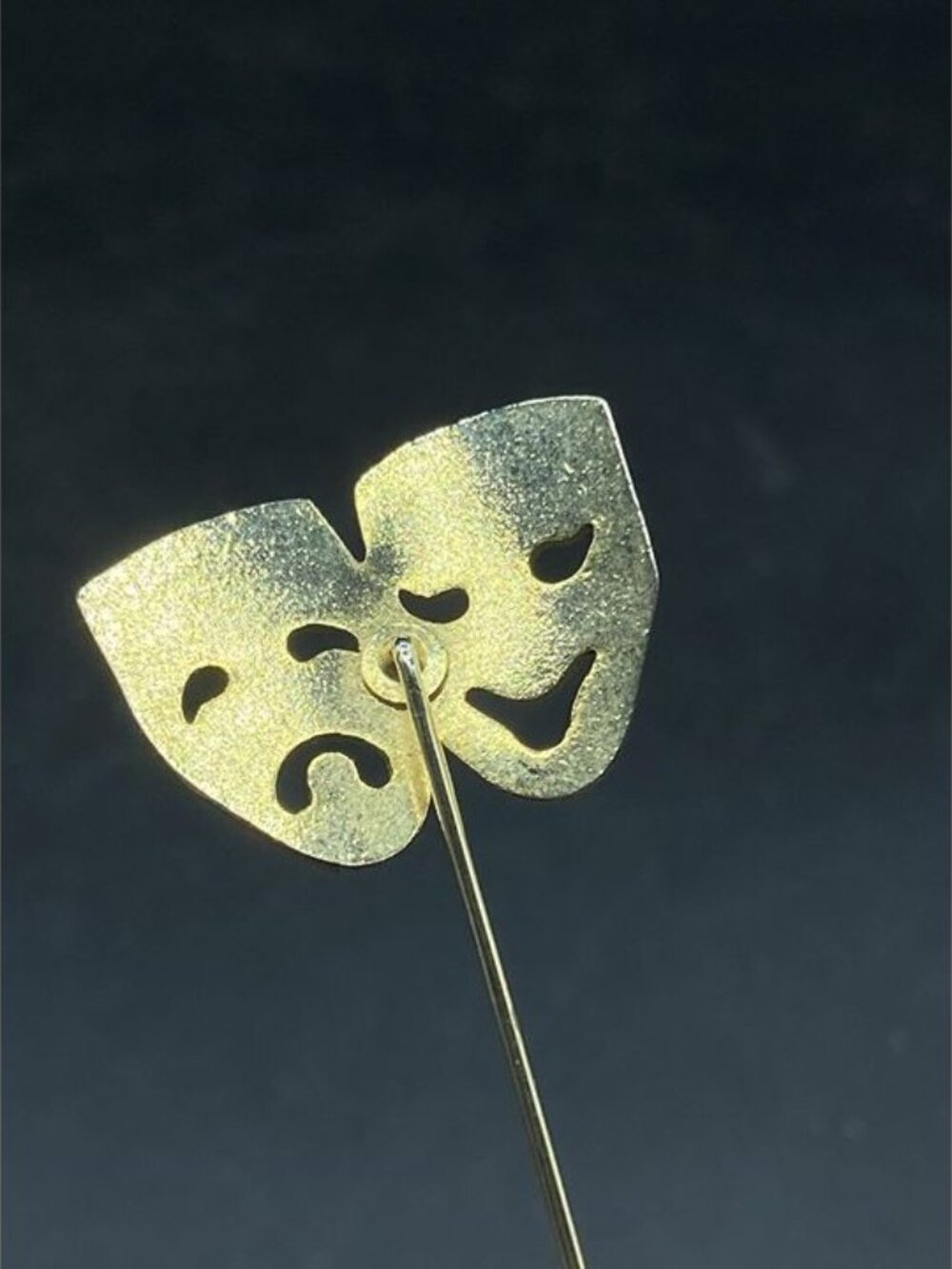 Comedy Tragedy Masks Cloisonné Enamel Stick Pin Vintage - Picture 9 of 9